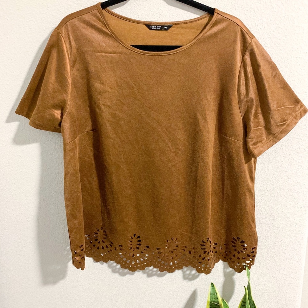 Shein Curve Tan Suede Top